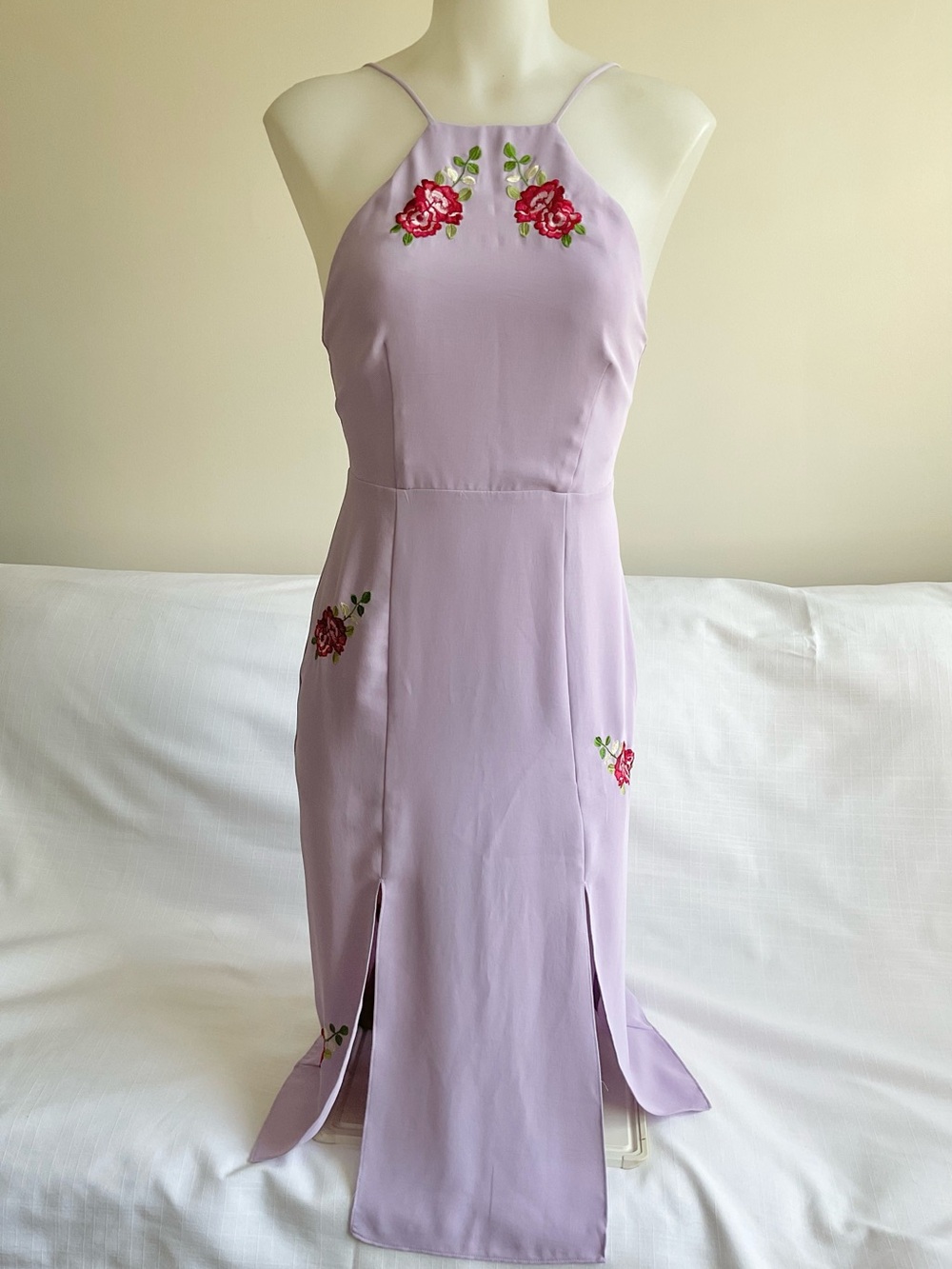 Topshop | Lavender Embroidered Midi Slip Dress Floral | US 2